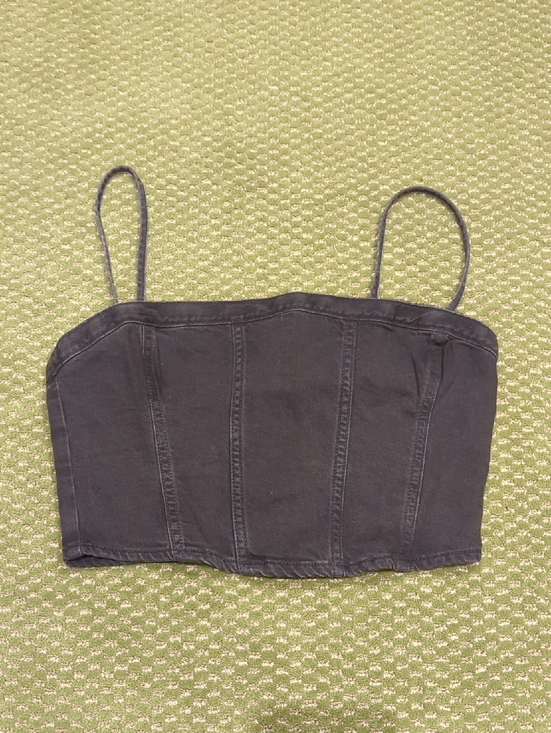 GAP Tops - black denim corset top with spaghetti straps